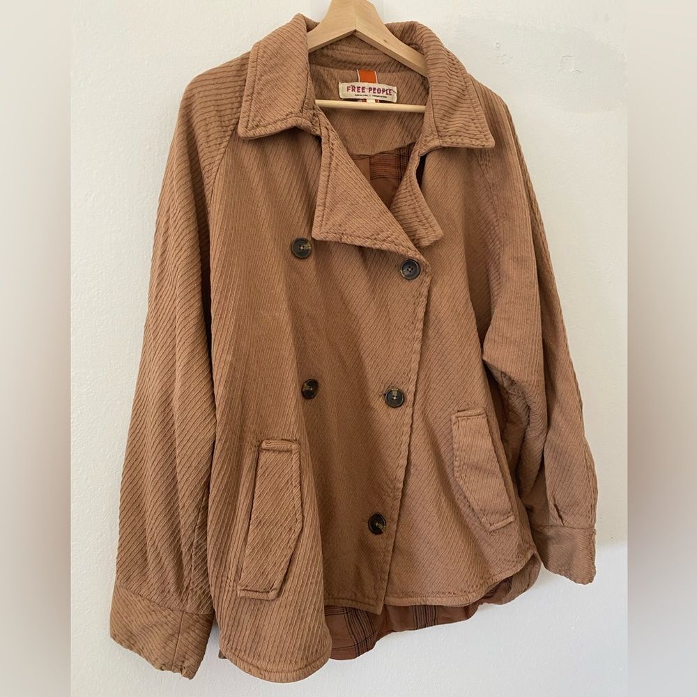 Free People Corduroy Remi Double breasted Jacket Size L Oversized Utility - Picture 5 of 12